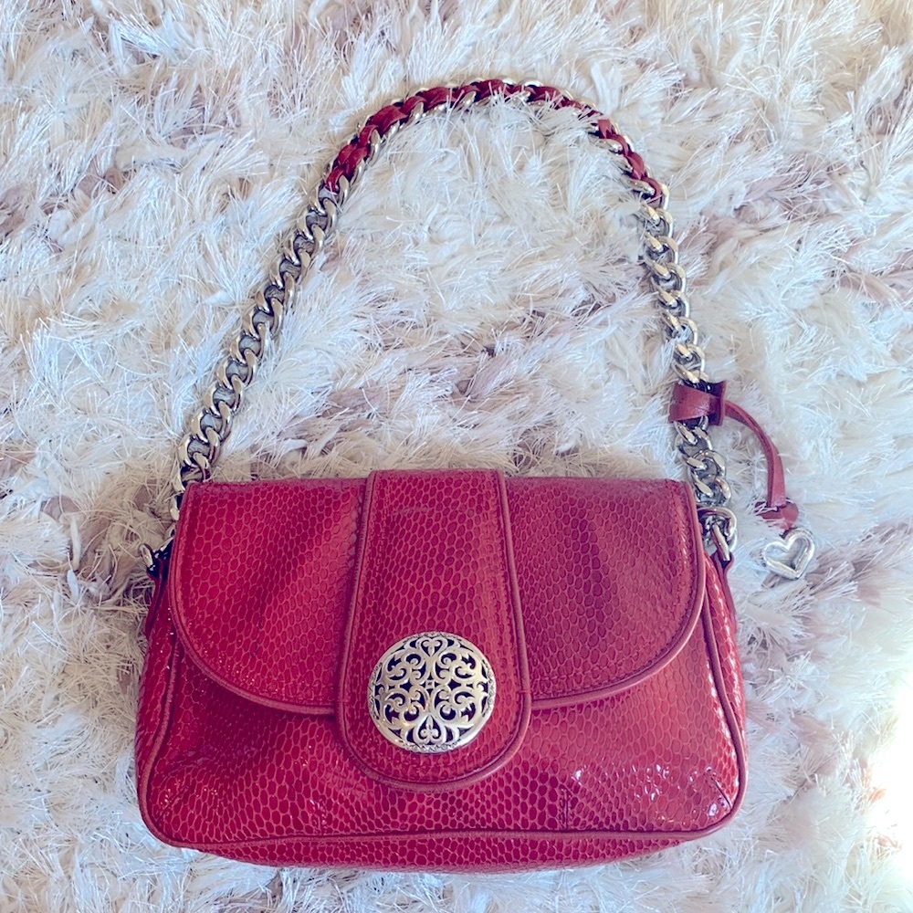 Red embossed Brighton shoulder bag